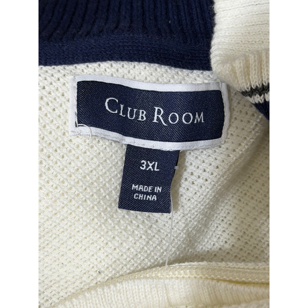 Club Room Men's New Cream Textured Cotton‎ Knit 1/4 Zip Sweater 3XL Winter Ivory - Picture 4 of 6